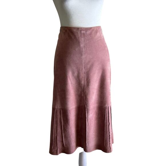Banana Republic Dresses & Skirts - Banana Republic Suede/Leather Skirt Midi Pleated Flare SZ6 Mauve